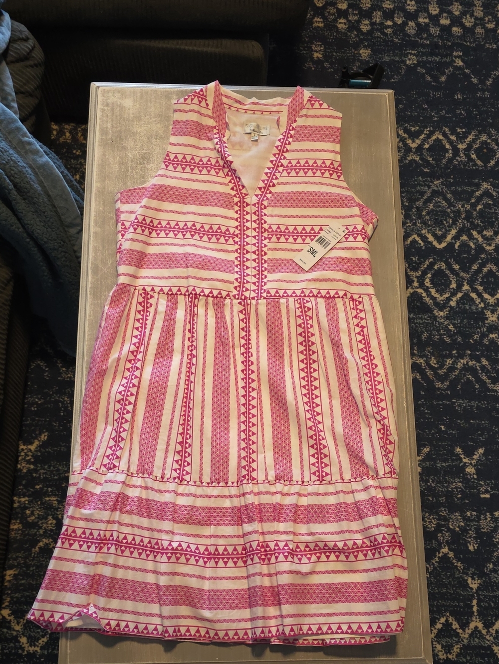 Robbie Bee Pink and White Striped Sleeveless Dress
